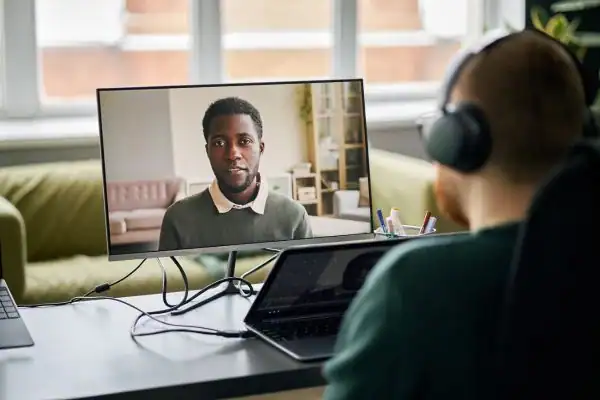 Man attending online mediation Rawtenstall MIAMS session